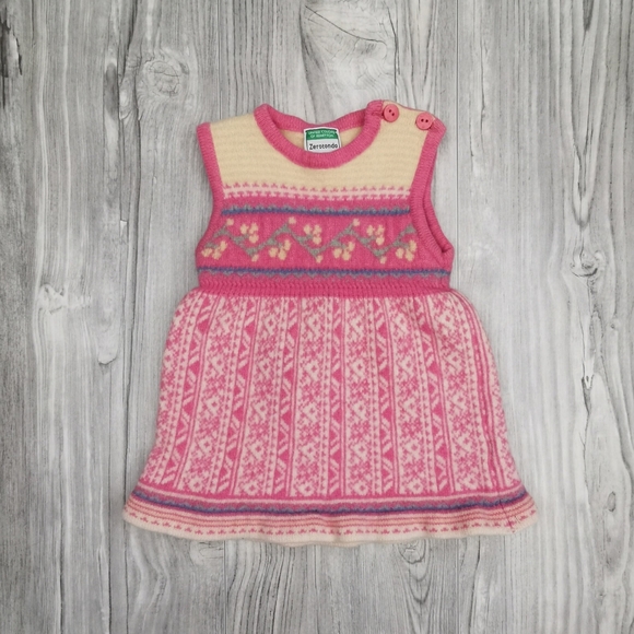 3/6 MONTHS UNITED COLORS OF BENETTON, Wool Sweater Dress EUC B3 - Picture 6 of 6